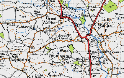 Old map of Broad's Green in 1945