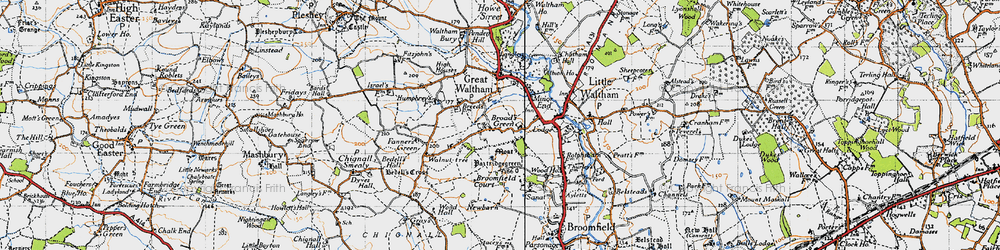 Old map of Broad's Green in 1945