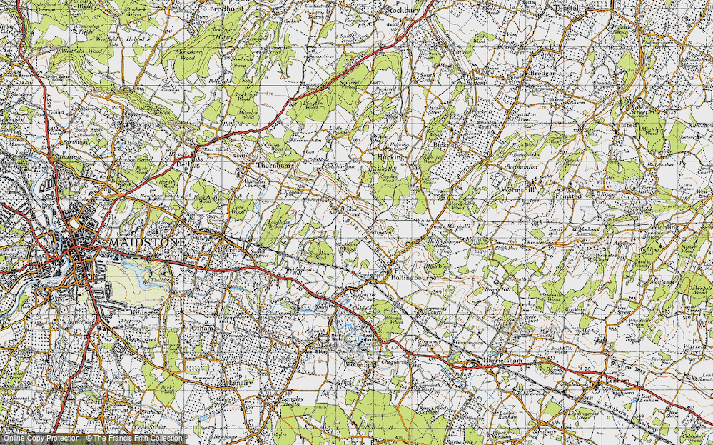 Old Map of Historic Map covering Hucking Hill Ho in 1946