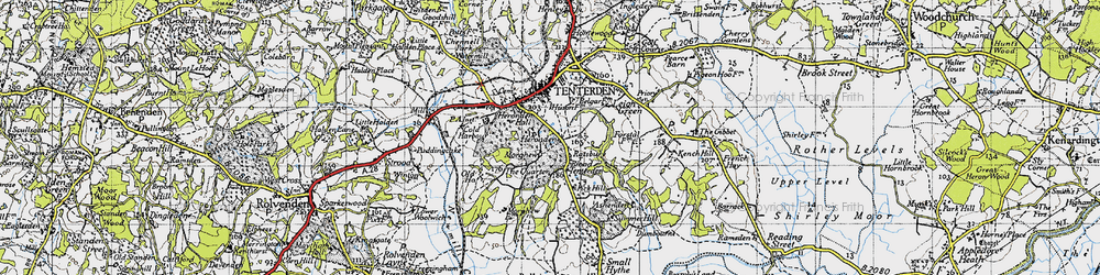 Old map of Broad Tenterden in 1940
