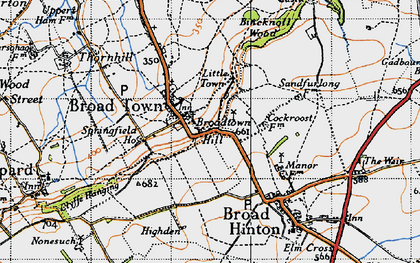 Old map of Broad Town in 1947