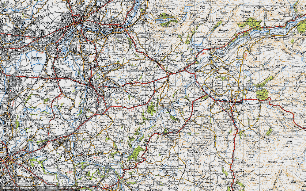 Old Map of Broadbottom, 1947 in 1947