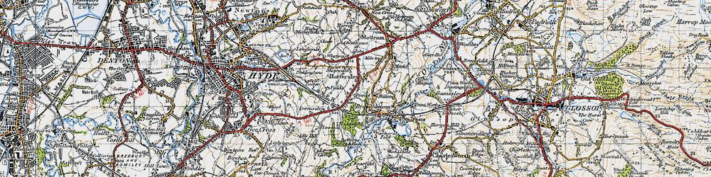 Old map of Broadbottom in 1947