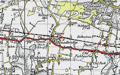 Old map of Bosham Sta in 1945