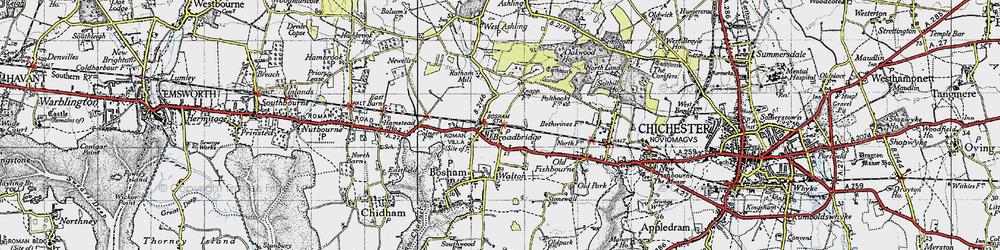 Old map of Bosham Sta in 1945