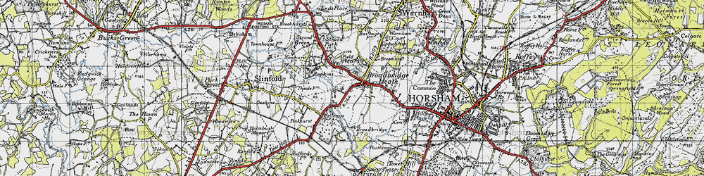 Old map of Broadbridge Heath in 1940