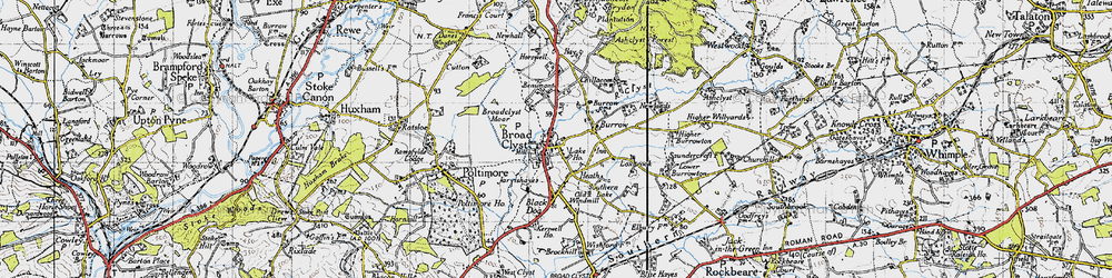 Old map of Broadclyst Moor in 1946