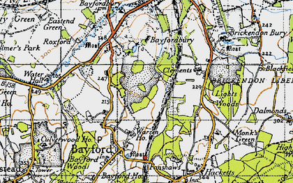 Old map of Bayfordbury Mansion in 1946
