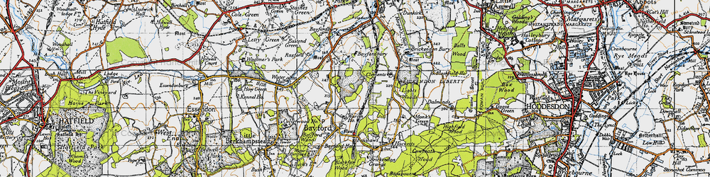 Old map of Bayfordbury Mansion in 1946
