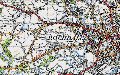 Old map of Broadhalgh in 1947