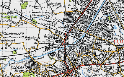 Old map of Broadheath in 1947