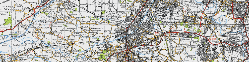 Old map of Broadheath in 1947