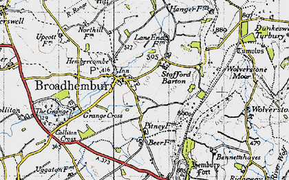 Old map of Broadhembury in 1946