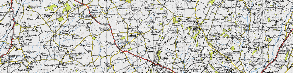 Old map of Broadhembury in 1946