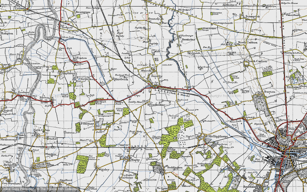 Old Map of Historic Map covering Drinsey Nook in 1947