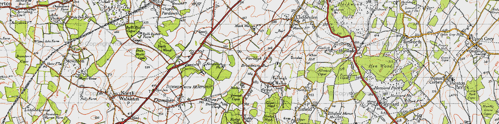 Old map of Broadmere in 1945