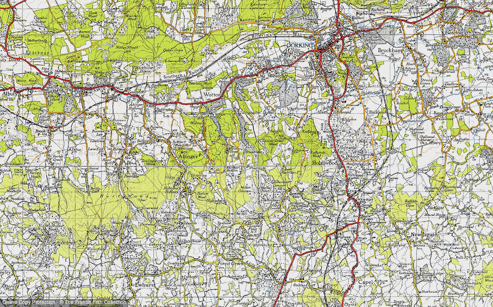 Old Map of Historic Map covering Wotton Common in 1940