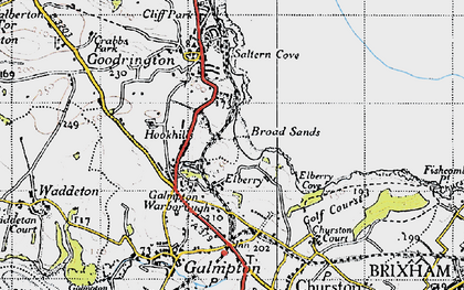 Old map of Broadsands in 1946