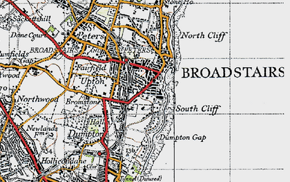 Old map of Dumpton Gap in 1947