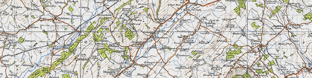 Old map of Broadstone in 1947