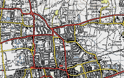 Old map of Broadwater in 1940