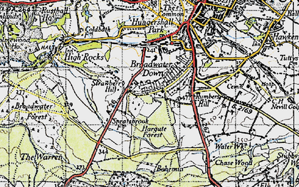 Old map of Broadwater Down in 1946