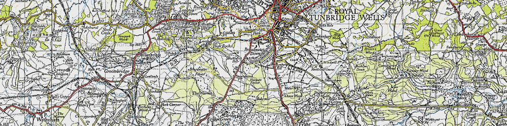 Old map of Broadwater Down in 1946
