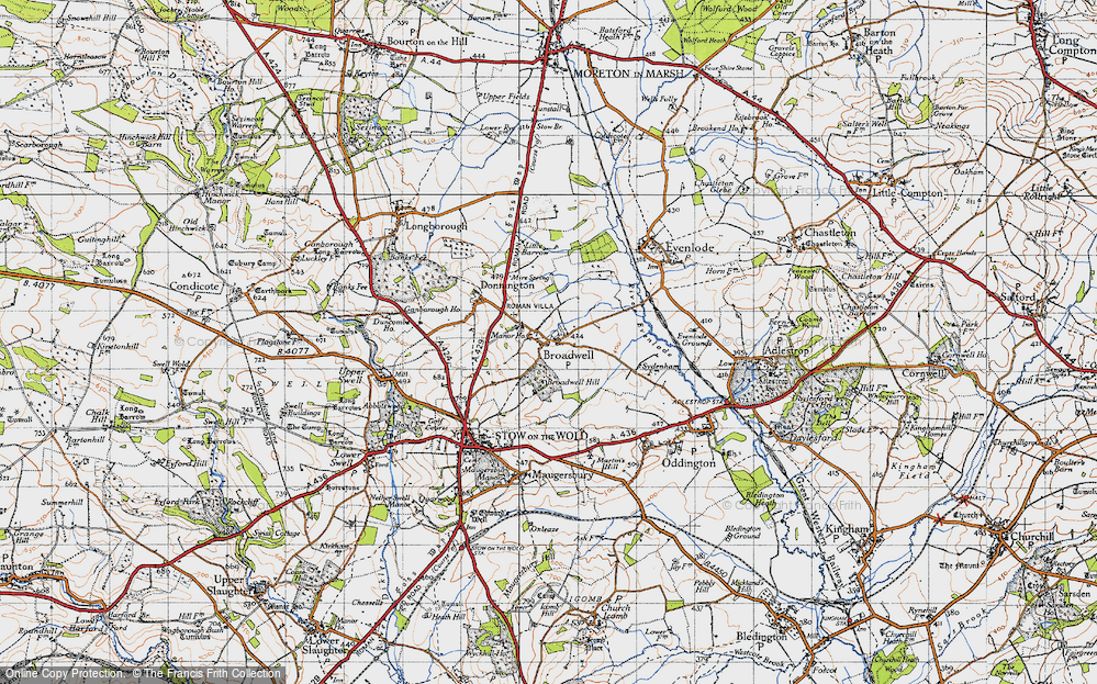 Old Map of Historic Map covering Broadwell Hill in 1946