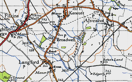Old map of Broadwell in 1947