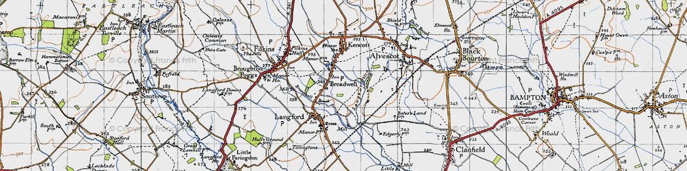 Old map of Broadwell in 1947