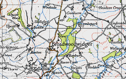 Old map of Broadwoodwidger in 1946