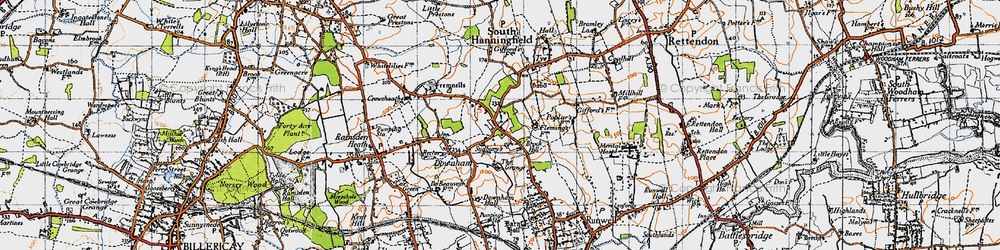 Old map of Brock Hill in 1945