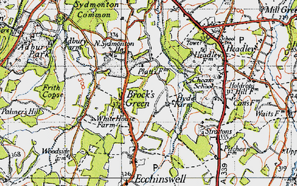 Old map of Brock's Green in 1945