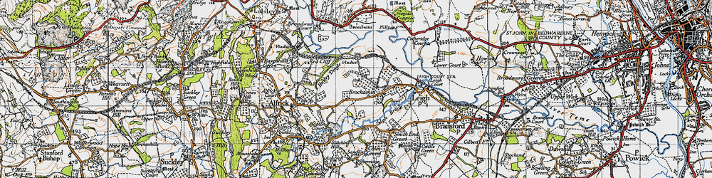 Old map of Brockamin in 1947