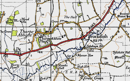 Old map of Brockdish in 1946