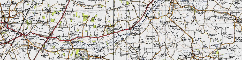 Old map of Brockdish in 1946