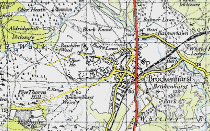 Old map of Brockenhurst in 1940