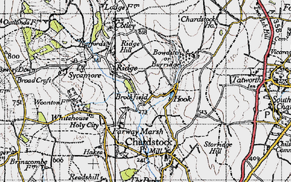 Old map of Brockfield in 1945