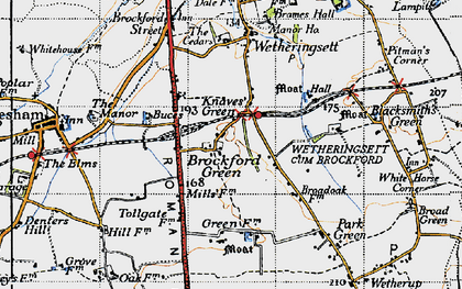 Old map of Brockford Green in 1946