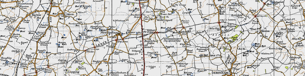 Old map of Brockford Green in 1946