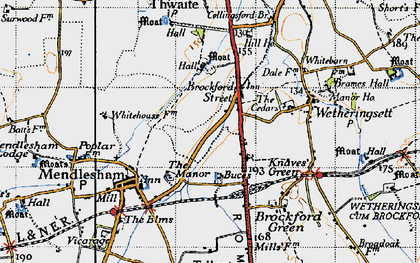 Old map of Brockford Street in 1946