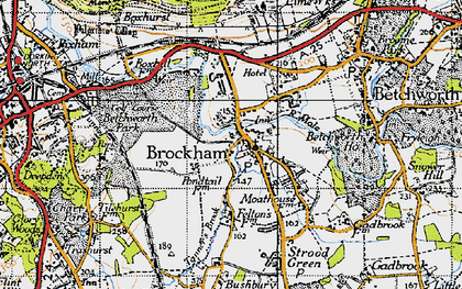 Old map of Brockham in 1940