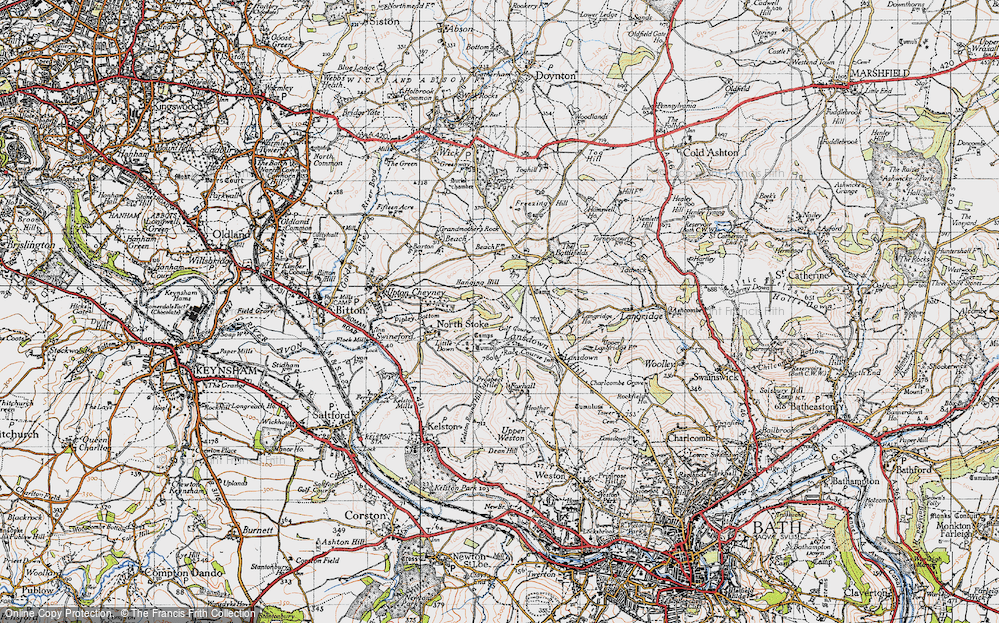 Old Map of Historic Map covering Battlefields in 1946