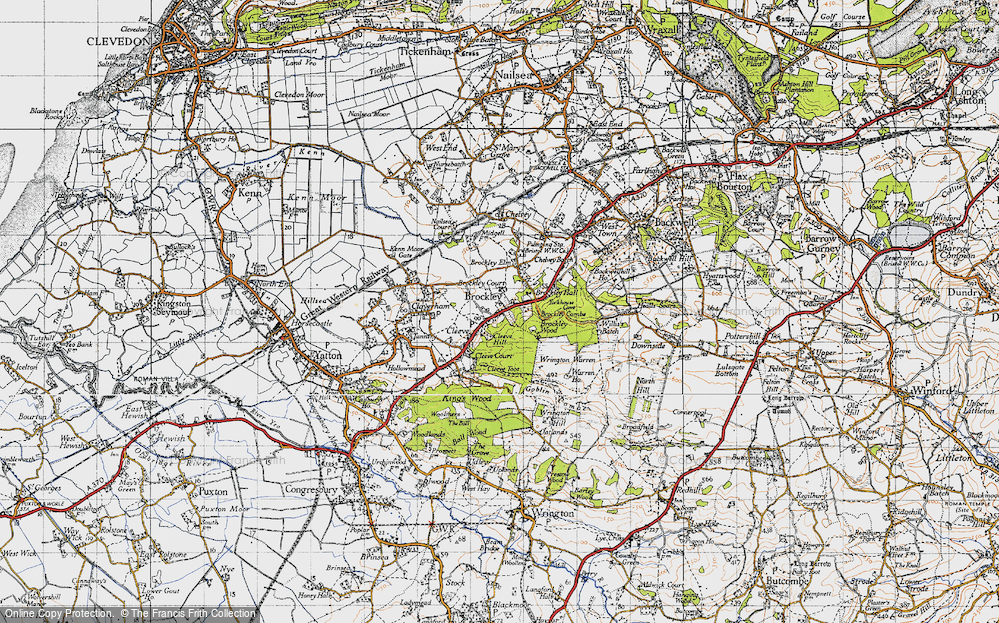 Old Map of Historic Map covering Brockley Combe in 1946
