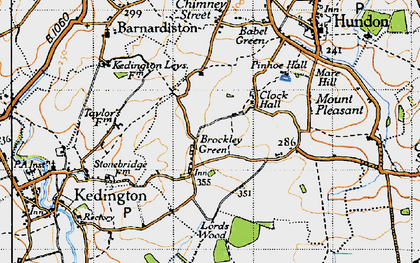 Old map of Brockley Green in 1946