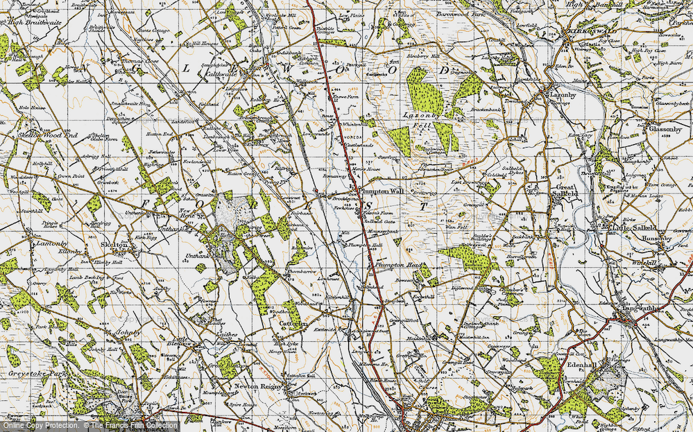 Old Map of Historic Map covering Bowscar in 1947