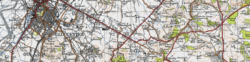Old map of Brockworth in 1946