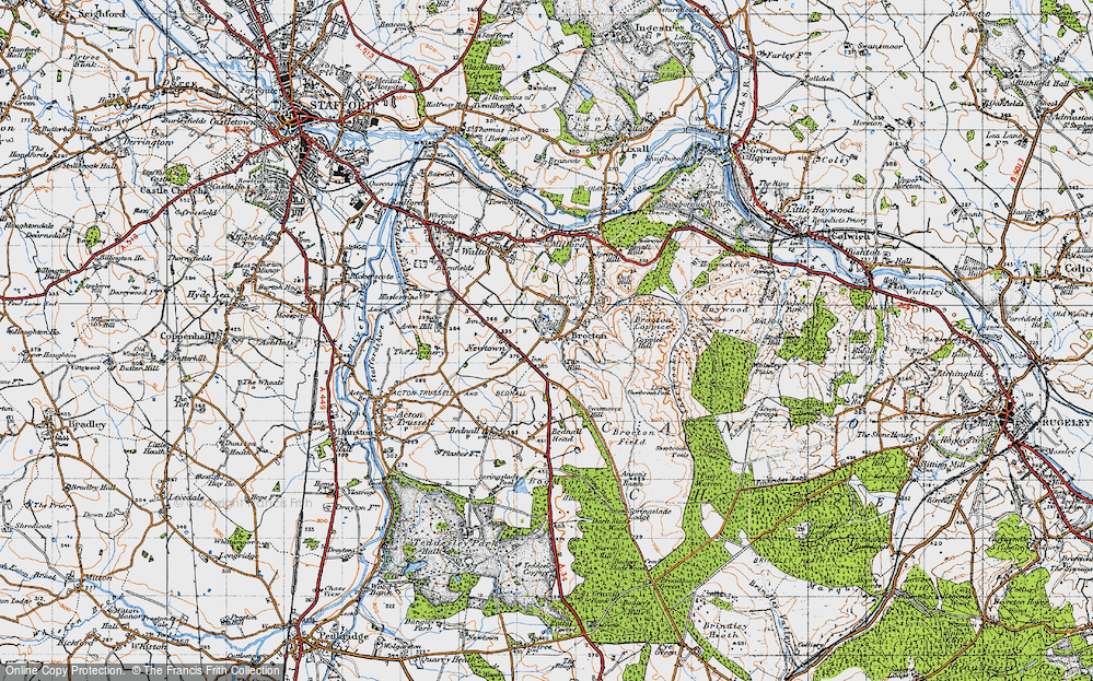 Old Map of Historic Map covering Brocton Coppice in 1946