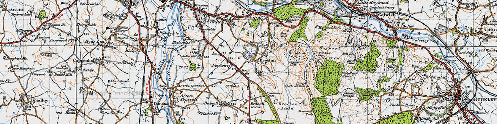 Old map of Brocton Coppice in 1946
