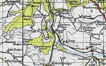 Old map of Burlorne Pillow in 1946